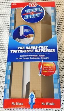 Touch N Brush The Hands Free Toothpaste Dispenser Model W/ Free elec Toothbrush